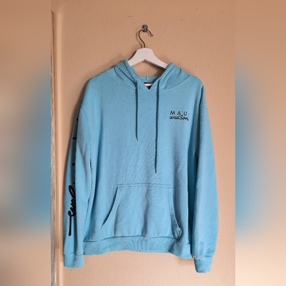 Maui & Sons Aqua Hoodie Sweatshirt Surfer Beachy Coastal